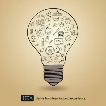 Idea derive from learning and experience Stock Illustration