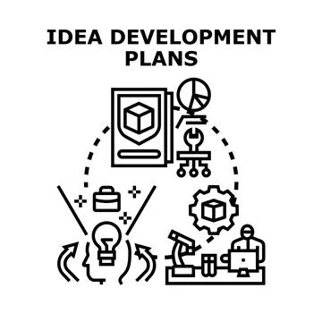 Idea developing process, planning design concept illustration Stock Illustration