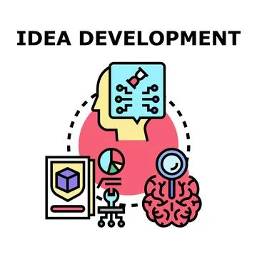Idea development concept forming innovative solutions Stock Illustration