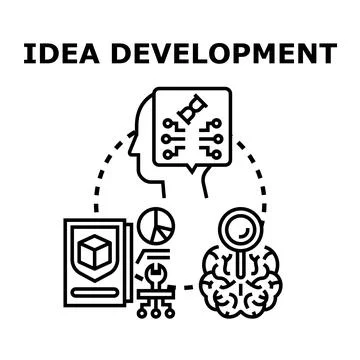 Idea development concept forming innovative solutions Stock Illustration