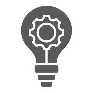 Idea Development glyph icon, business and development, bulb light with cogwheel Stock Illustration