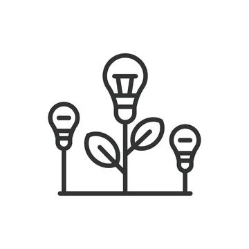 Idea development, icon in line design. Idea, development, brainstorming Illustrazione stock