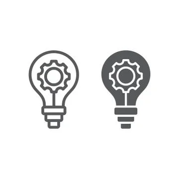 Idea Development line and glyph icon, business and development, bulb light with Stock Illustration