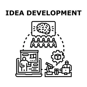 Idea development process a brainstorming meeting with people collaborating, a Stock Illustration