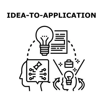 Idea development process transforming concept into application Stockillustratie