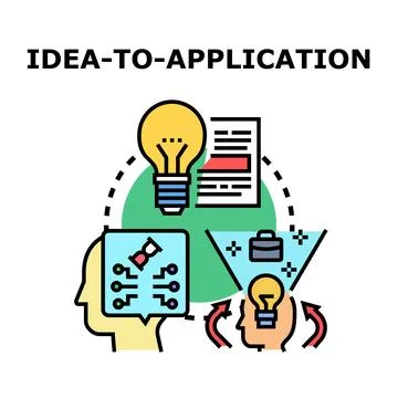 Idea development process transforming concept into application 库存插图