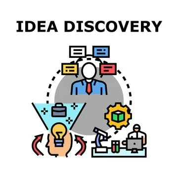 Idea discovery generating innovation and creative solutions Stock Illustration
