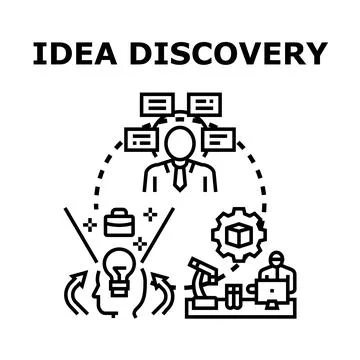 Idea discovery generating innovation and creative solutions Illustrazione stock