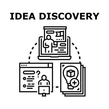 Idea discovery process creating business solution concepts Illustrazione stock