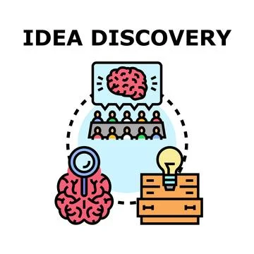 Idea discovery process, innovation, and creative thinking Stock Illustration