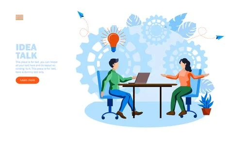 Idea discussion, brainstorming in team vector illustration concept Stock-Illustration