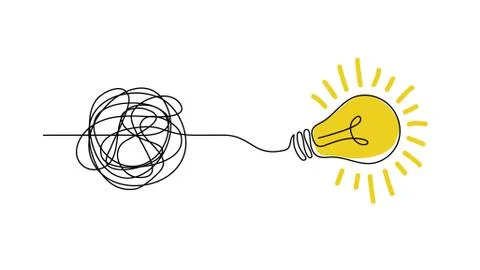Idea doodle concept. Confuse to simplicity concept with messy hand drawn lines Stock Illustration