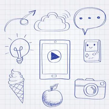 Idea doodle line art object Illustrazione stock