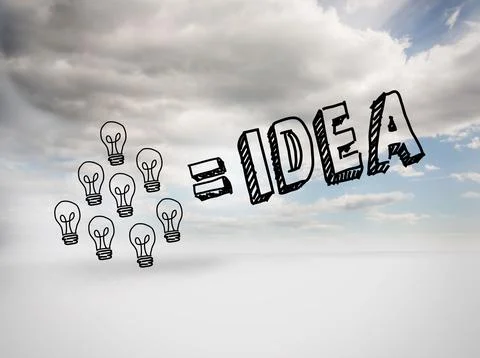 Idea equation on blue sky background Stock Illustration