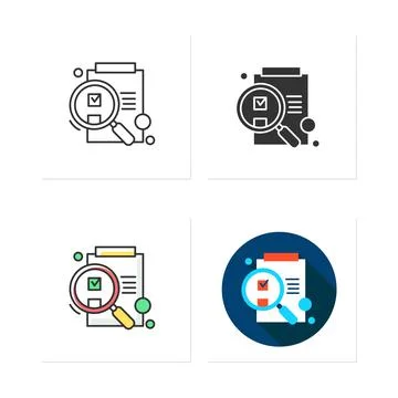 Idea evaluation icons set Stock Illustration