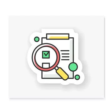 Idea evaluation patch. Vector emblem Illustrazione stock