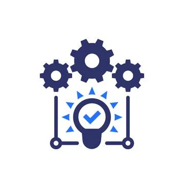 Idea execution icon with gears Stock Illustration