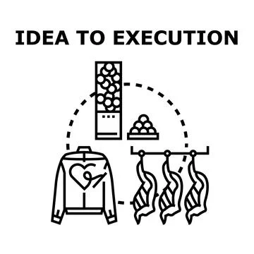 Idea to execution process and manufacturing product Stock Illustration
