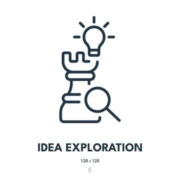 Idea Exploration Icon. Innovation, Creative, Brainstorm. Editable Stroke. S.. Stock Illustration