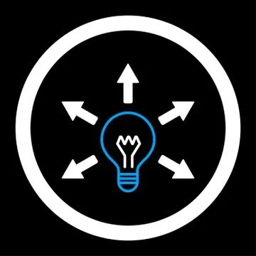 Idea flat blue and white colors rounded vector icon Stock Illustration