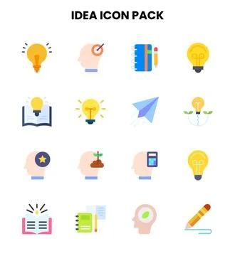 Idea Flat Bundle Icons Pack Stock Illustration