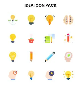 Idea Flat Bundle Icons Pack Stock Illustration