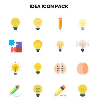 Idea Flat Collection Icons Pack Stock Illustration