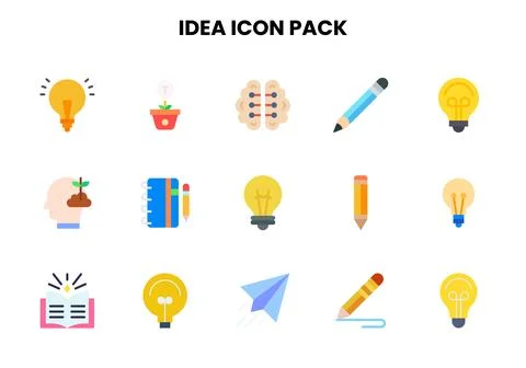 Idea Flat Design Icons Pack Stock Illustration