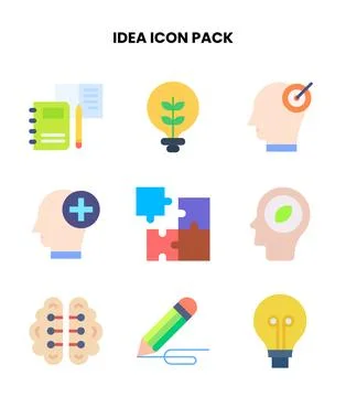 Idea Flat Design Icons Pack Stock Illustration