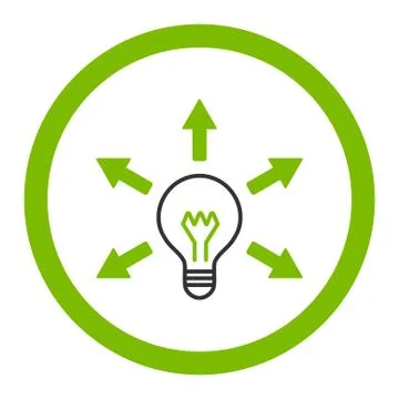 Idea flat eco green and gray colors rounded vector icon Stock Illustration