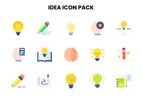 Idea Flat Scalable Icons Pack Stock Illustration