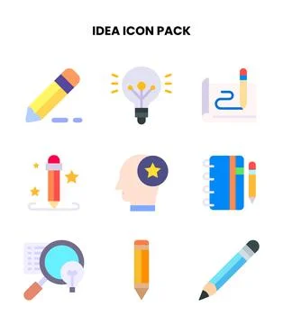 Idea Flat Set Icons Pack 스톡 일러스트