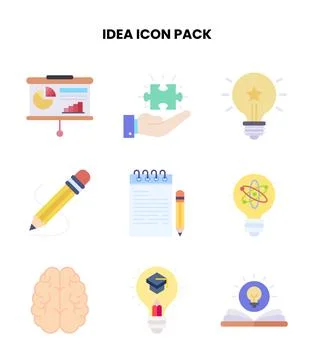 Idea Flat Set Icons Pack Stock Illustration