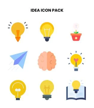 Idea Flat SVG Icons Pack Stock Illustration