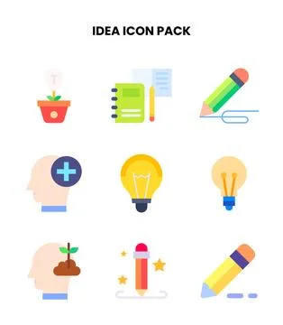 Idea Flat Vector Icons Pack Stock Illustration