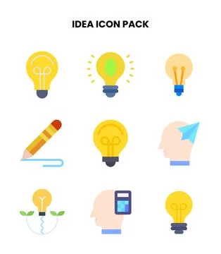 Idea Flat Vector Icons Pack Stock Illustration