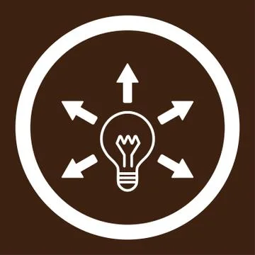 Idea flat white color rounded vector icon Stock Illustration