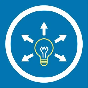 Idea flat yellow and white colors rounded vector icon Stock Illustration