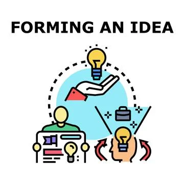 Idea formation process developing creative business solutions Stock Illustration