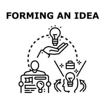 Idea formation process developing creative business solutions 库存插图