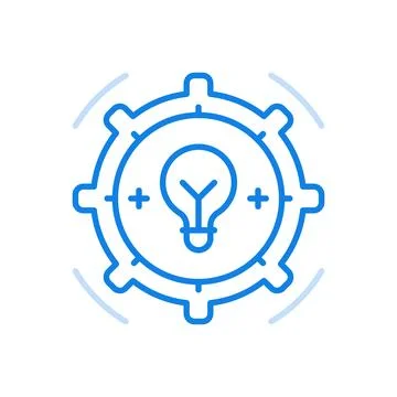 Idea formation process vector line icon. Constructive creative thinking and s Stock Illustration