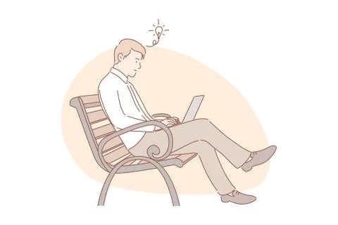 Idea, freelance, remote working concept Stock Illustration