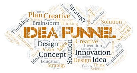 Idea Funnel typography word cloud create with the text only. Illustrazione stock