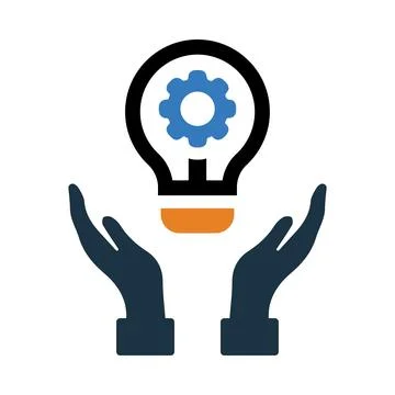 Idea, gear, bulb, light bulb, hand, idea on hand icon Stock Illustration