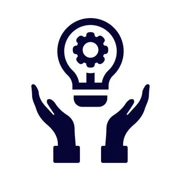 Idea, gear, bulb, light bulb, hand, idea on hand icon Stock Illustration