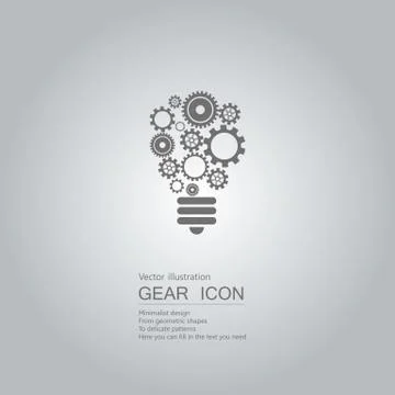 The idea of gears. The background is a gradient of gray. Stock Illustration