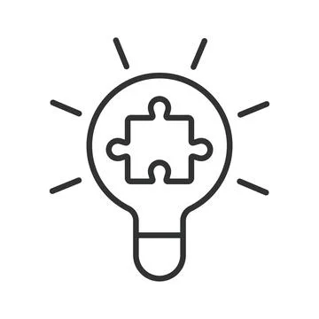 Idea generation and creative solution icon in line design. Idea, innovation Stockillustratie