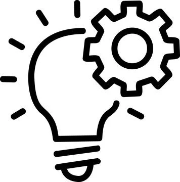 Idea generation and innovation gear icon Illustrazione stock