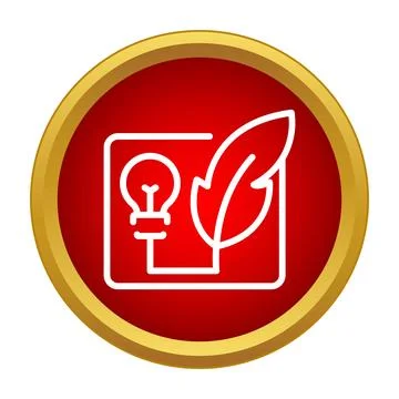 Idea generation creative writing lightbulb feather icon Stock Illustration