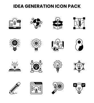 Idea Generation DuoTone Collection Icons Pack Stock Illustration